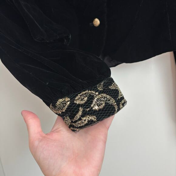 VTG Herman Geist Peter Pan Black Velvet Gold Lace Sz 6 Vintage - Picture 6 of 9